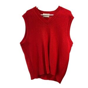 Vintage The Moors Lord Jeff Men’s L Shetland WOOL Red Sweater Vest Rare USA